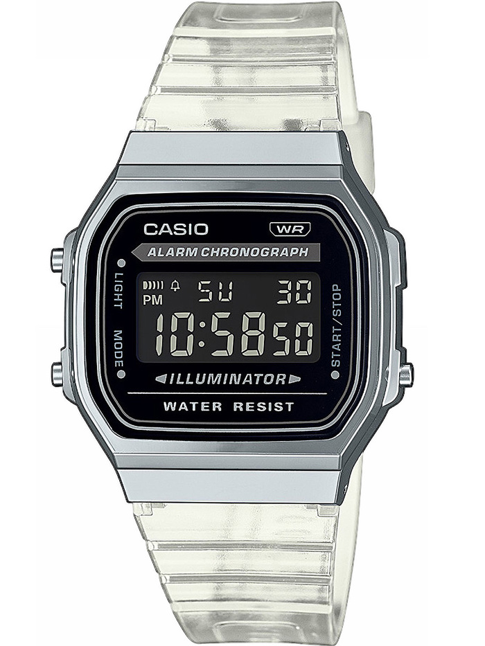 Casio Vintage Roloi Batarias me Lefko Kaoutsouk Louraki A168XES-1BEF