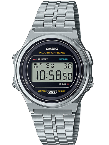 Casio Vintage Round Ρολόι Μπαταρίας με Ασημί Μεταλλικό Μπρασελέ A171WE-1AEF