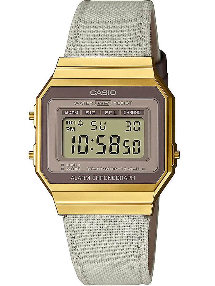 Casio Vintage Roloi Batarias me Bez ufasmatino Louraki A700WEGL-7AEF