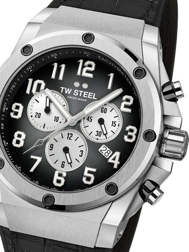 TW-Steel ACE Genesis Limited Edition Ρολόι Χρονογράφος Μπαταρίας με Μαύρο Δερμάτινο Λουράκι ACE130