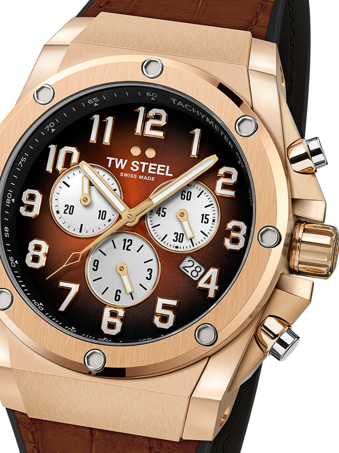 TW-Steel ACE Genesis Limited Edition Roloi Xronogafos Batarias me Kafe Dermatino Louraki ACE132