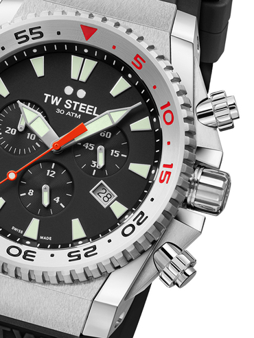 TW-Steel Ace Diver Ρολόι Χρονογράφος Μπαταρίας με Μαύρο Καουτσούκ Λουράκι ACE400