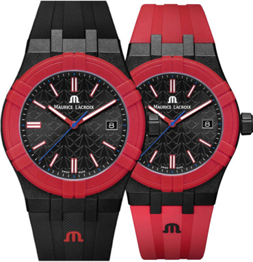 Maurice Lacroix Aikon #tide Ρολόι Μπαταρίας με Μαύρο και Κόκκινο Καουτσούκ Λουράκι AI2008-04000-400-J