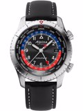 Alpina Startimer Pilot Roloi Batarias me Mavro Dermatino Louraki AL-255BRB4S26