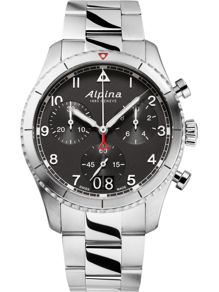 Alpina Startimer Pilot Roloi Xronogafos Batarias me Asimi Metalliko Brasele AL-372BW4S26B