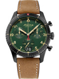 Alpina Startimer Pilot Roloi Xronogafos Batarias me Kafe Dermatino Louraki AL-372GR4FBS26