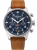 Alpina Startimer Pilot Roloi Xronogafos Batarias me Kafe Dermatino Louraki AL-372N4S6