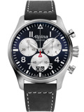 Alpina Startimer Pilot Roloi Xronogafos Batarias me Mavro Dermatino Louraki AL-372NS4S6