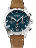 Alpina Startimer Pilot Roloi Xronogafos Batarias me Kafe Dermatino Louraki AL-372NW4S26