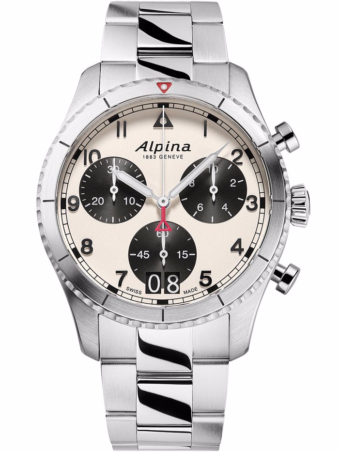 Alpina Startimer Pilot Roloi Xronogafos Batarias me Asimi Metalliko Brasele AL-372WB4S26B