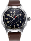 Alpina Startimer Pilot Heritage Roloi Aftomato me Kafe Dermatino Louraki AL-525BBG4SH6