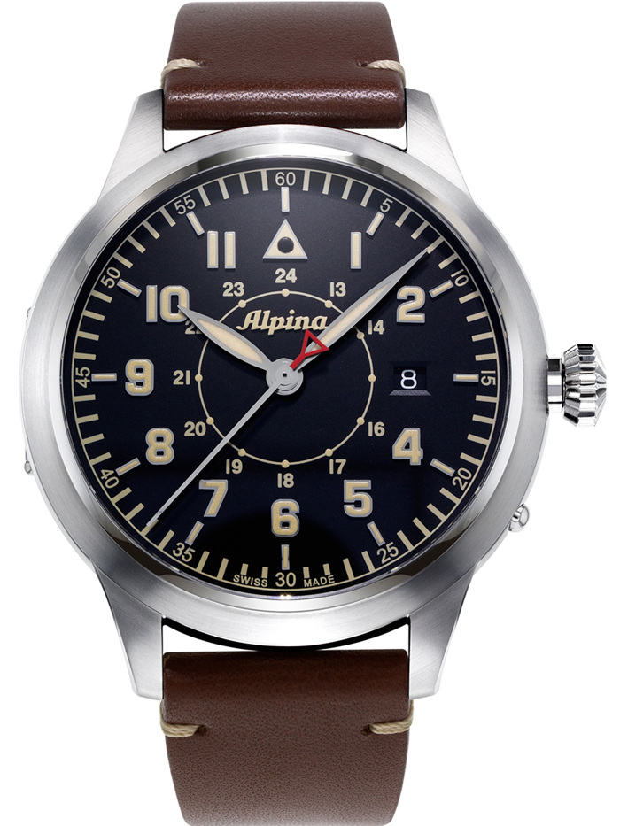 Alpina Startimer Pilot Heritage Roloi Aftomato me Kafe Dermatino Louraki AL-525BBG4SH6