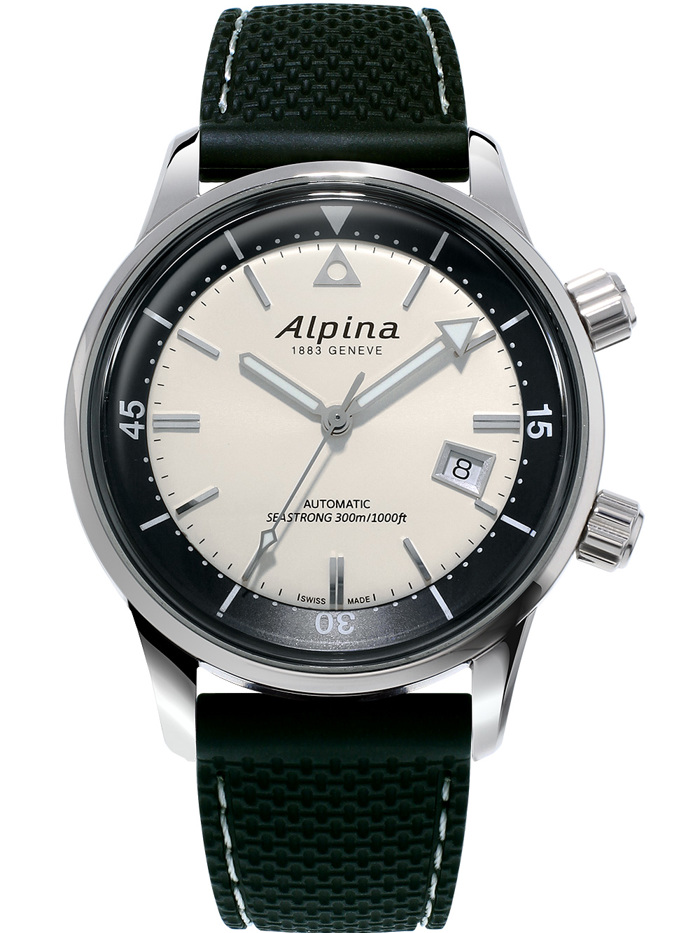 Alpina Seastrong Diver Roloi Aftomato me Mavro Kaoutsouk Louraki AL-525S4H6