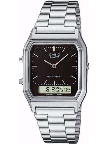 Casio Collection Ρολόι Χρονογράφος Μπαταρίας με Ασημί Μεταλλικό Μπρασελέ AQ-230A-1DMQYES