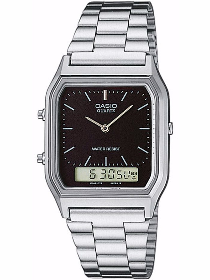 Casio Collection Roloi Xronogafos Batarias me Asimi Metalliko Brasele AQ-230A-1DMQYES