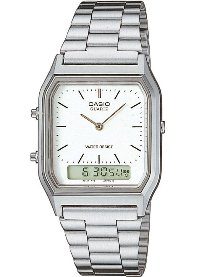 Casio Vintage Edgy Roloi Batarias me Asimi Metalliko Brasele AQ-230A-7DMQYES