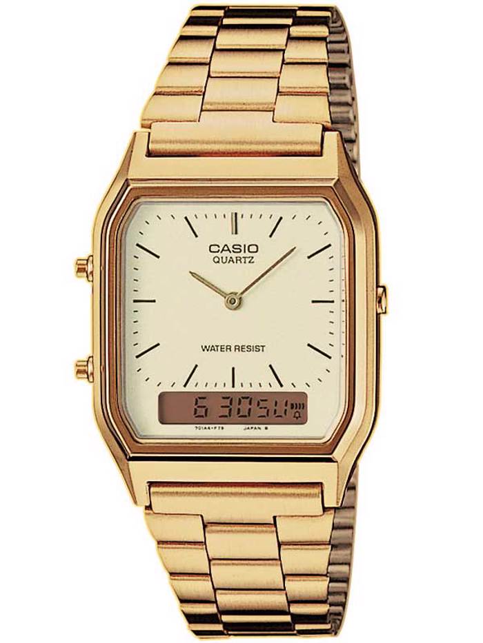 Casio Collection Roloi Batarias me Xruso Metalliko Brasele AQ-230GA-9DMQYES