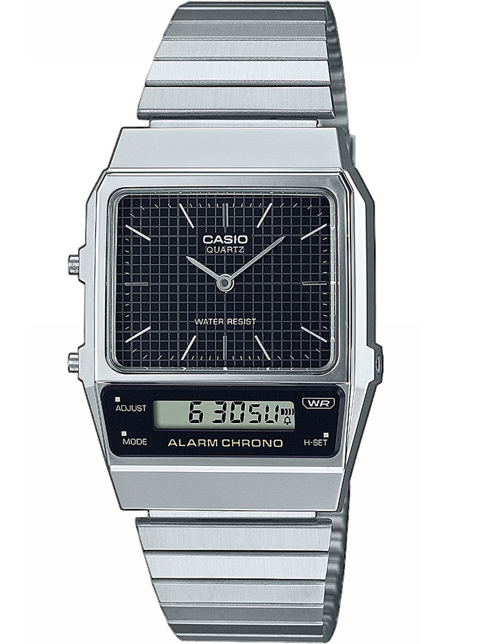 Casio Vintage Edgy Roloi Batarias me Asimi Metalliko Brasele AQ-800E-1AEF