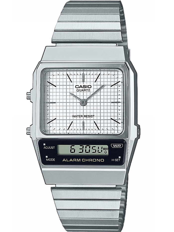 Casio Vintage Edgy Roloi Batarias me Asimi Metalliko Brasele AQ-800E-7AEF