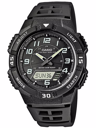 Casio Collection Ρολόι Χρονογράφος Ηλιακής Ενέργειας με Μαύρο Καουτσούκ Λουράκι AQ-S800W-1BVEF