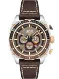 AVI-8 Hawker Hunter Dual Time Roloi Xronogafos Batarias me Kafe Dermatino Louraki AV-4100-05