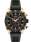 AVI-8 Hawker Hunter Dual Time Roloi Xronogafos Batarias me Mavro Dermatino Louraki AV-4100-06