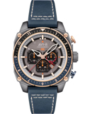 AVI-8 Hawker Hunter Dual Time Roloi Xronogafos Batarias me Ble Dermatino Louraki AV-4100-07