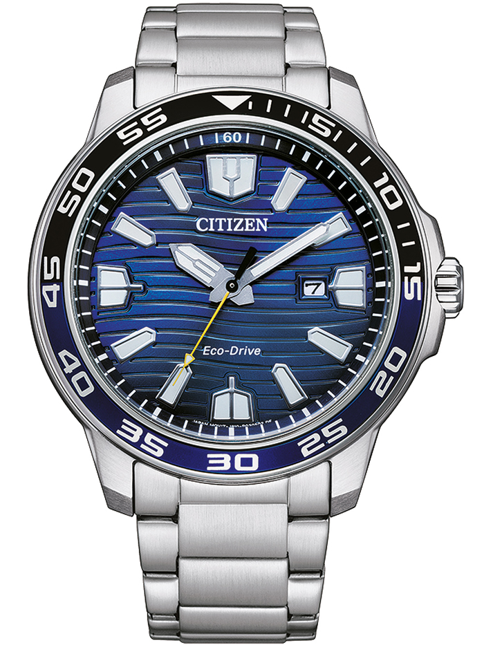 Citizen Eco-Drive Sport Roloi Iliakis Energias me Asimi Metalliko Brasele AW1525-81L