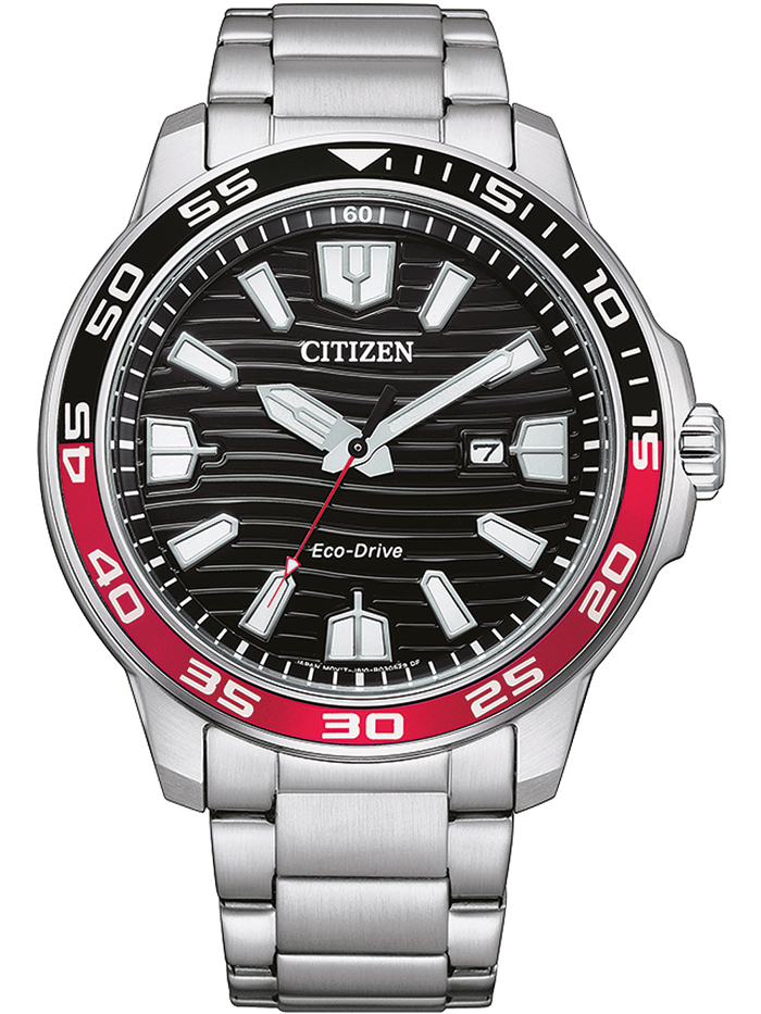 Citizen Eco-Drive Sport Roloi Iliakis Energias me Asimi Metalliko Brasele AW1527-86E