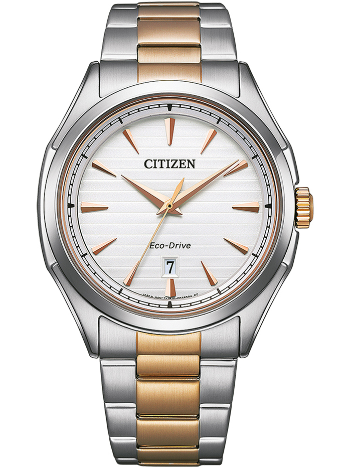 Citizen Eco-Drive Roloi Iliakis Energias me Roz Xruso / Asimi Metalliko Brasele AW1756-89A