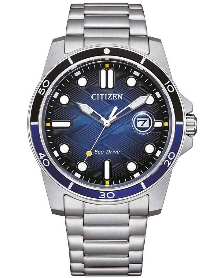 Citizen Eco-Drive Sport Roloi Iliakis Energias me Asimi Metalliko Brasele AW1810-85L