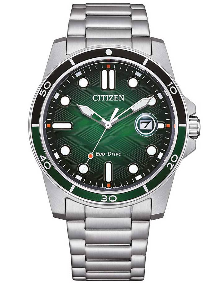 Citizen Eco-Drive Sport Roloi Iliakis Energias me Asimi Metalliko Brasele AW1811-82X