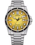 Citizen Eco-Drive Sport Roloi Iliakis Energias me Asimi Metalliko Brasele AW1816-89X