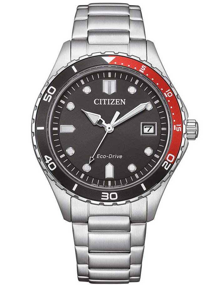 Citizen Eco-Drive Sport Roloi Iliakis Energias me Asimi Metalliko Brasele AW1820-81E