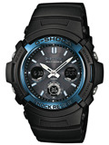 Casio G-Shock Radio-Controlled Roloi Xronogafos Iliakis Energias me Mavro Kaoutsouk Louraki AWG-M100A-1AER