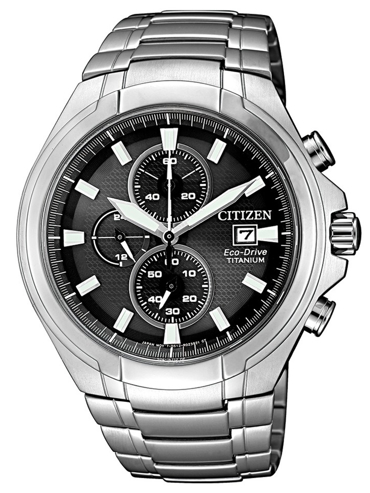 Citizen Eco-Drive Super-Titanium Ρολόι Χρονογράφος Ηλιακής Ενέργειας με Ασημί Μεταλλικό Μπρασελέ CA0700-86E