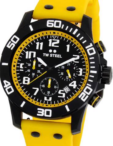 TW-Steel Carbon Ρολόι Χρονογράφος Μπαταρίας με Κίτρινο Καουτσούκ Λουράκι CA3