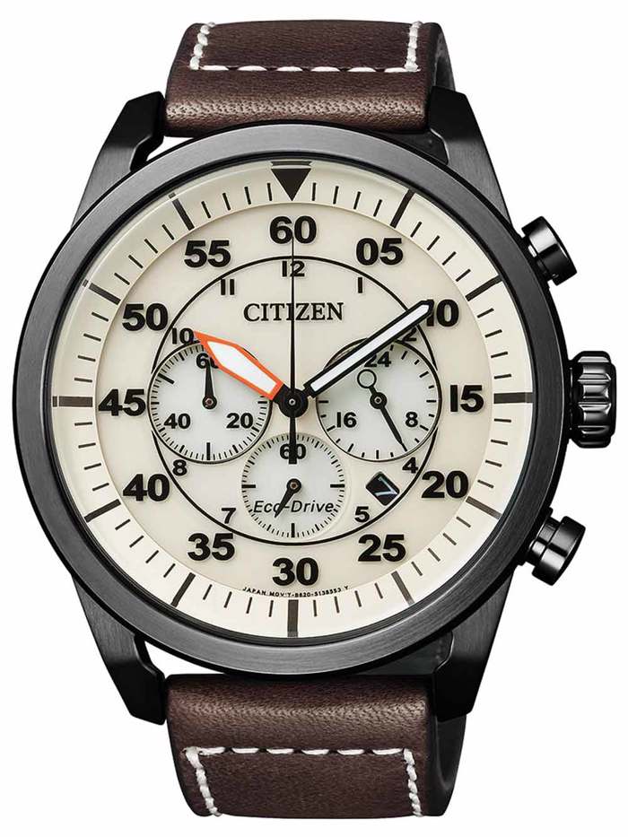 Citizen Eco-Drive Sports Roloi Xronogafos Iliakis Energias me Kafe Dermatino Louraki CA4215-04W