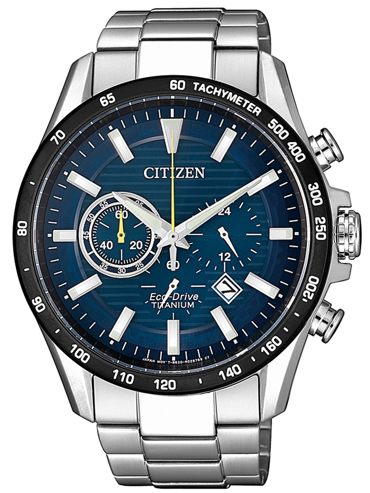 Citizen Eco-Drive Titanium Ρολόι Χρονογράφος Ηλιακής Ενέργειας με Ασημί Μεταλλικό Μπρασελέ CA4444-82L