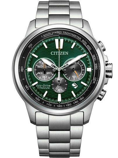 Citizen Eco-Drive Titanium Ρολόι Χρονογράφος Ηλιακής Ενέργειας με Ασημί Μεταλλικό Μπρασελέ CA4570-88X