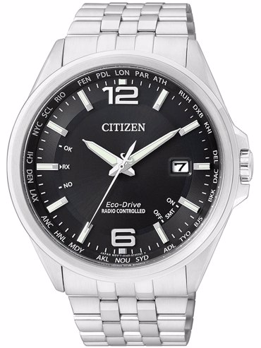Citizen Eco-Drive Elegant 4-Zones Radio-Controlled Ρολόι Ηλιακής Ενέργειας με Ασημί Μεταλλικό Μπρασελέ CB0010-88E
