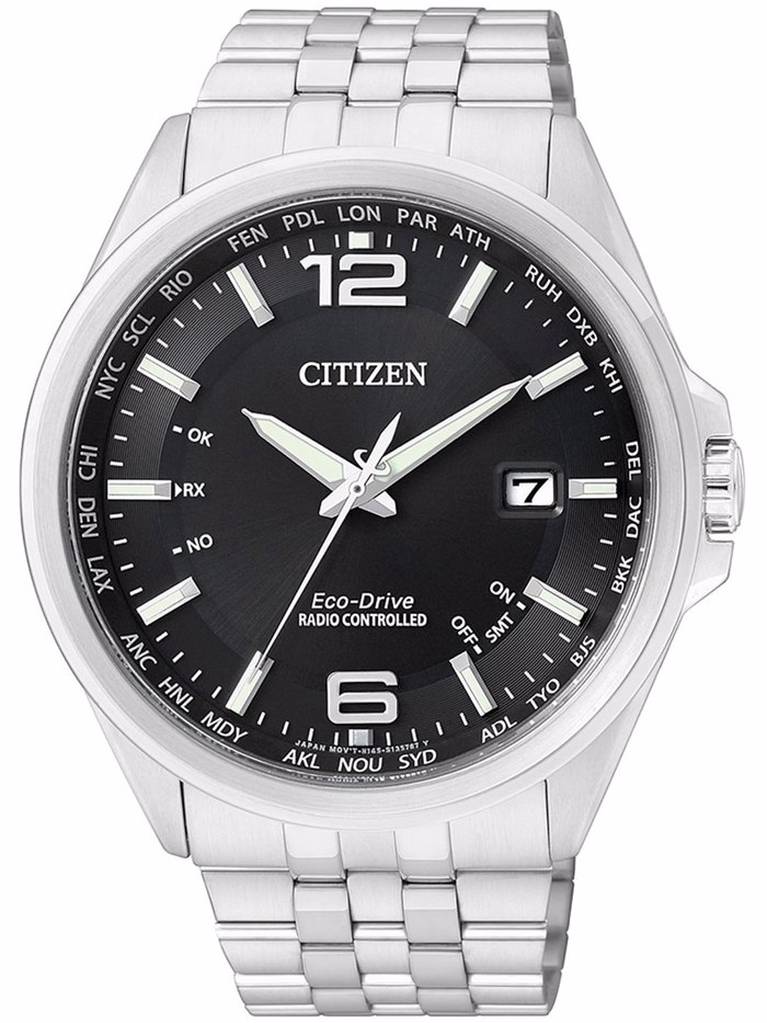 Citizen Eco-Drive Elegant 4-Zones Radio-Controlled Roloi Iliakis Energias me Asimi Metalliko Brasele CB0010-88E