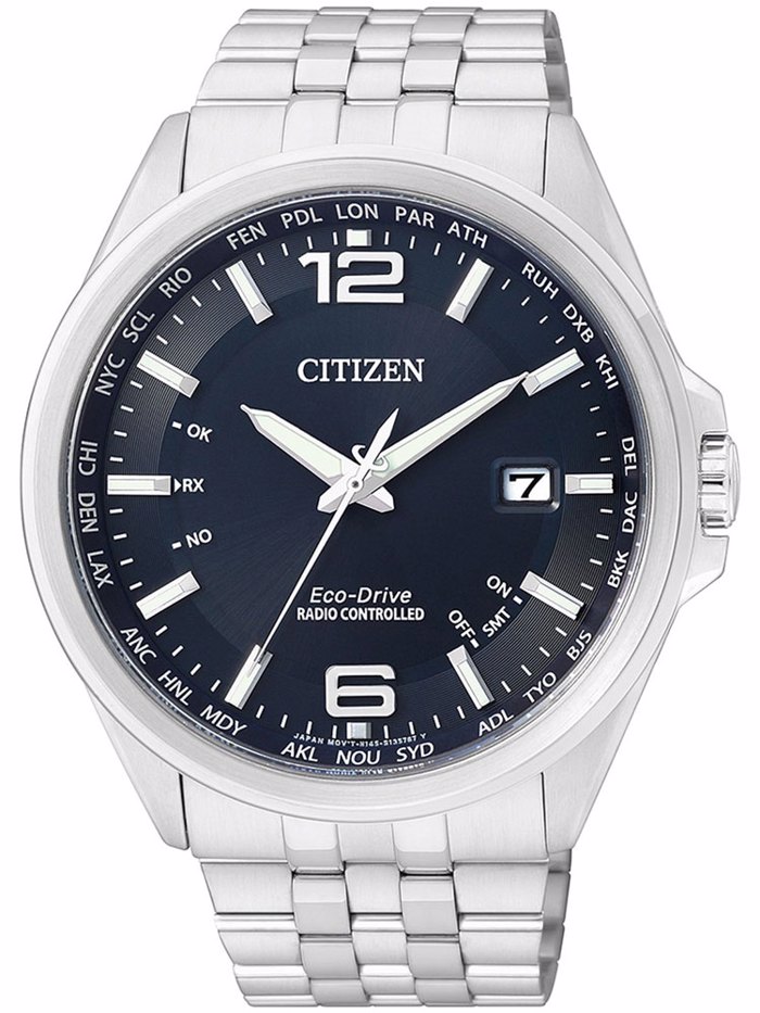 Citizen Eco-Drive Elegant Radio-Controlled Roloi Iliakis Energias me Asimi Metalliko Brasele CB0010-88L