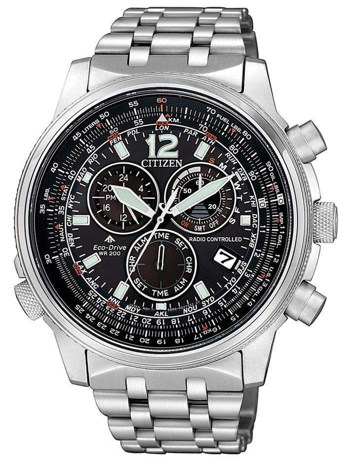 Citizen Promaster Sky Roloi Xronogafos Iliakis Energias me Asimi Metalliko Brasele CB5860-86E