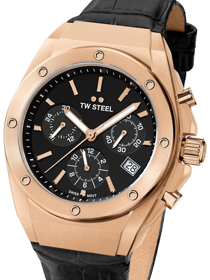 TW-Steel CEO Tech Roloi Xronogafos Batarias me Mavro Dermatino Louraki CE4035