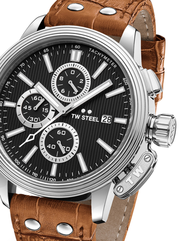 TW-Steel CEO Adesso Ρολόι Χρονογράφος Μπαταρίας με Καφέ Δερμάτινο Λουράκι CE7003