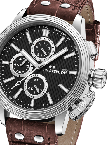 TW-Steel CEO Adesso Ρολόι Χρονογράφος Μπαταρίας με Καφέ Δερμάτινο Λουράκι CE7005