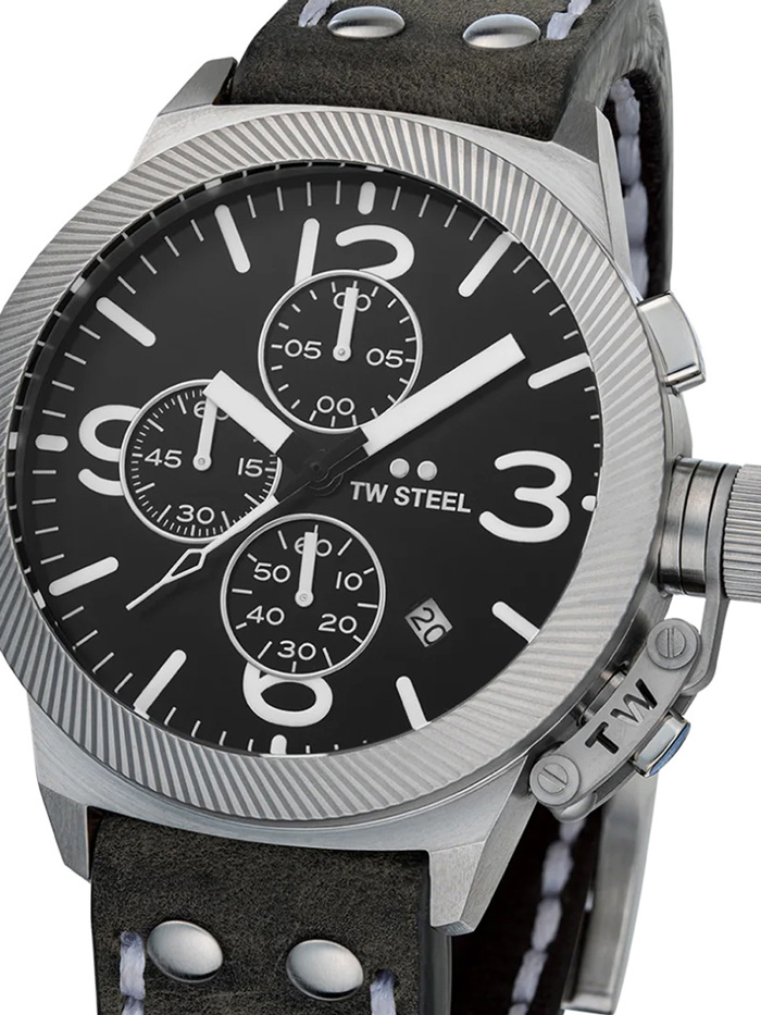 TW-Steel Canteen Roloi Xronogafos Batarias me Ggri Dermatino Louraki CS105