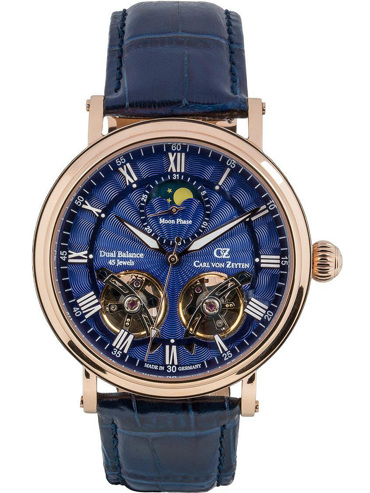 Carl von Zeyten Murg Moonphase Ρολόι Αυτόματο με Μπλε Δερμάτινο Λουράκι CVZ0054RBSR