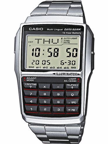 Casio Collection Data-Bank Ρολόι Χρονογράφος Μπαταρίας με Ασημί Μεταλλικό Μπρασελέ DBC-32D-1AES